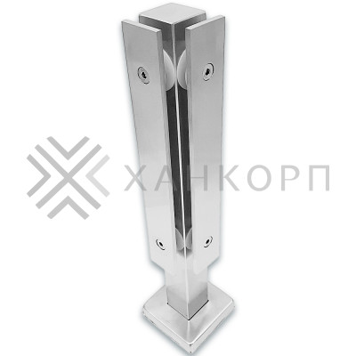 Стойка FOS-08 для стекла угловая напольная 78х400 мм со сверлением, нержавейка/матовый