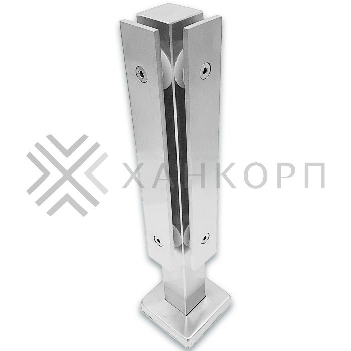 Стойка FOS-08 для стекла угловая напольная 78х400 мм со сверлением, нержавейка/матовый