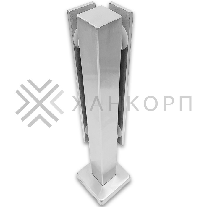 Стойка FOS-08 для стекла угловая напольная 78х400 мм со сверлением, нержавейка/матовый