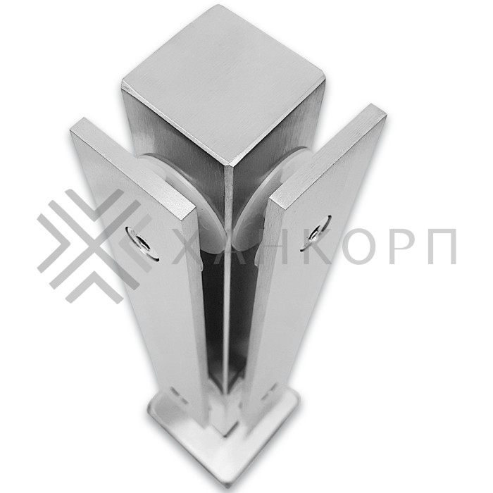 Стойка FOS-08 для стекла угловая напольная 78х400 мм со сверлением, нержавейка/матовый
