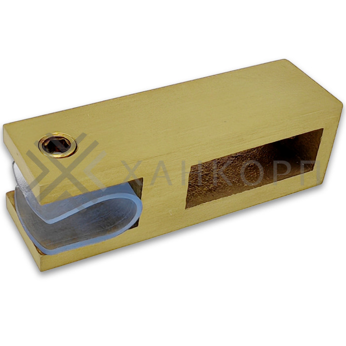 Держатель стекла FDC-31 сквозной 30х10 вертикальный, нержавейка/брашированное золото