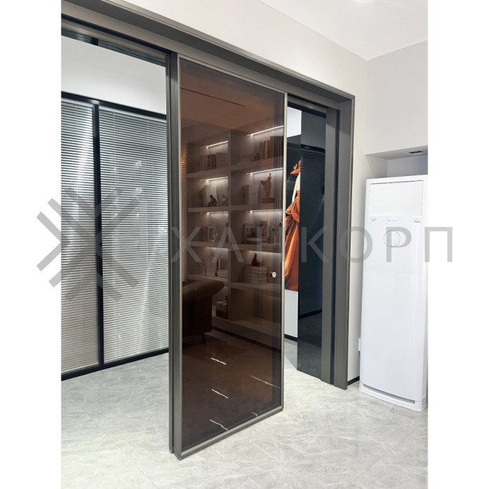 Комплект раздвижной системы DSK-180.3 AL/BL телескоп. на 3 двери (3Т+0) в проем высота 2.4 м, алюминий/черный