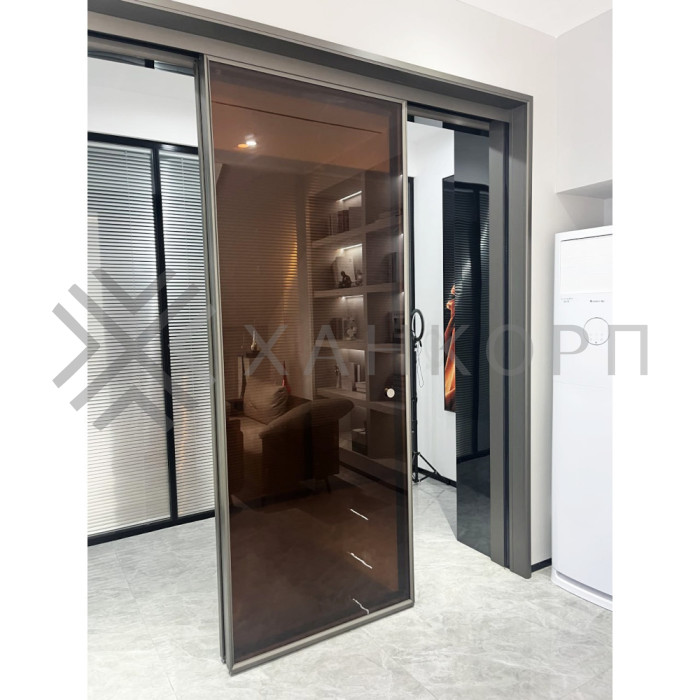 Комплект раздвижной системы DSK-180.3 AL/BL телескоп. на 3 двери (3Т+0) в проем высота 2.4 м, алюминий/черный