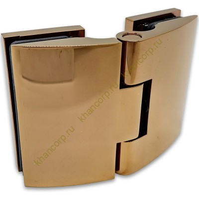 Петля Европа FDP-119 стекло-стекло 180˚, с крышками, латунь/розовое золото