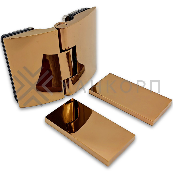 Петля Европа FDP-119 стекло-стекло 180˚, с крышками, латунь/розовое золото