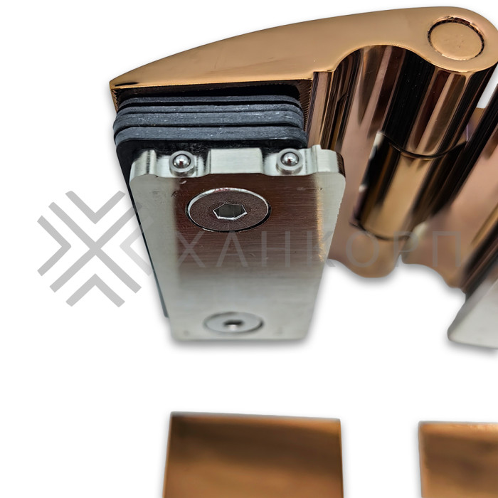 Петля Европа FDP-119 стекло-стекло 180˚, с крышками, латунь/розовое золото