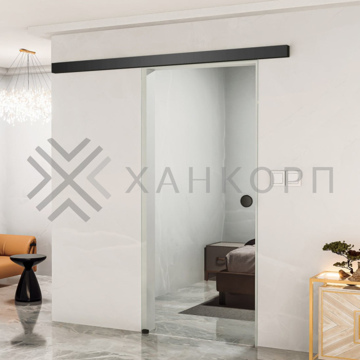 Раздвижная система FDS-16 с треком 2 м для стеклянных дверей, алюминий/черный