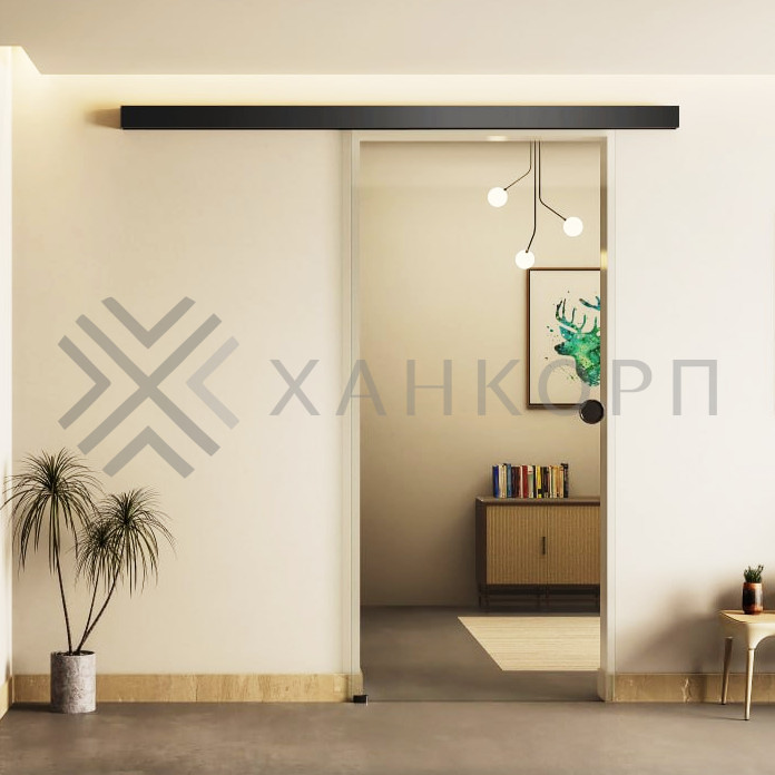 Раздвижная система FDS-16 с треком 2 м для стеклянных дверей, алюминий/черный