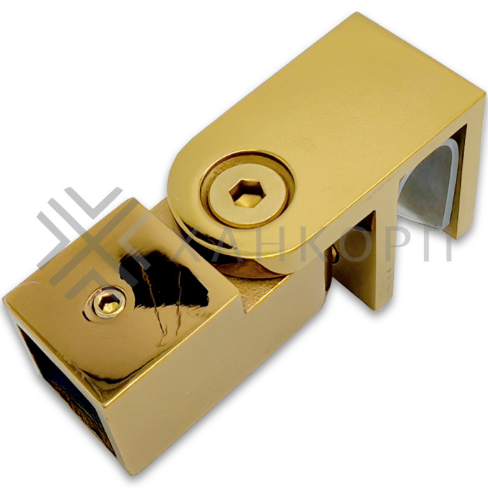 Держатель стекла FDC-50, 15х15 торцевой 0°-180°, нержавейка/золото