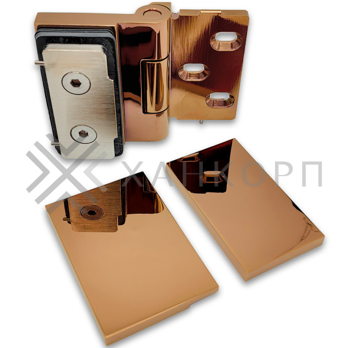 Петля Майя FDP-170 стена-стекло 90˚ открывание наружу, латунь/розовое золото