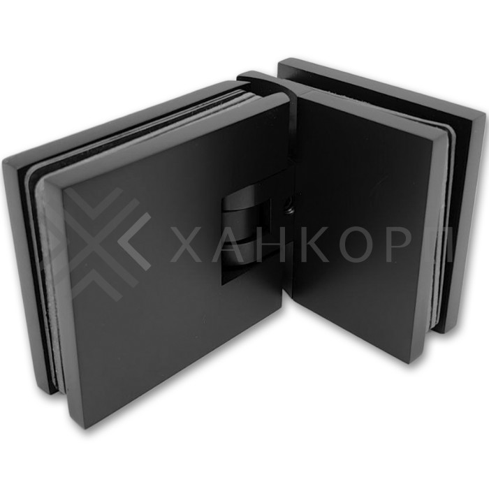 Петля Аврора FDP-184 стекло-стекло 90˚ с крышками, латунь/черный