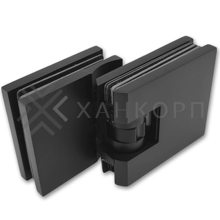 Петля Аврора FDP-184 стекло-стекло 90˚ с крышками, латунь/черный