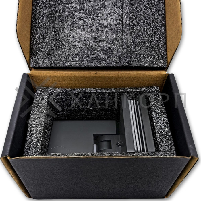 Петля Аврора FDP-184 стекло-стекло 90˚ с крышками, латунь/черный