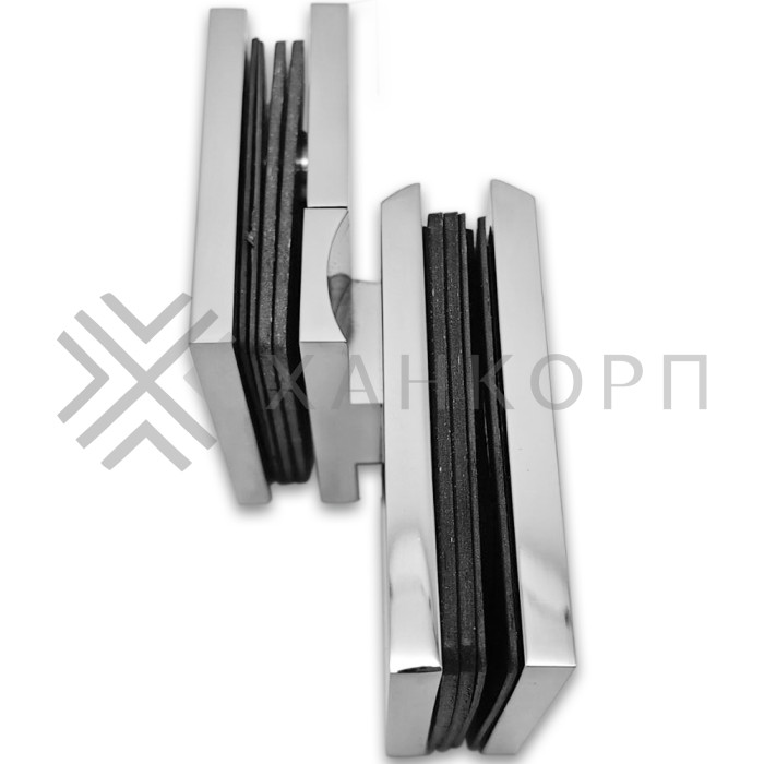 Петля Аврора FDP-184 стекло-стекло 90˚ с крышками, латунь/хром