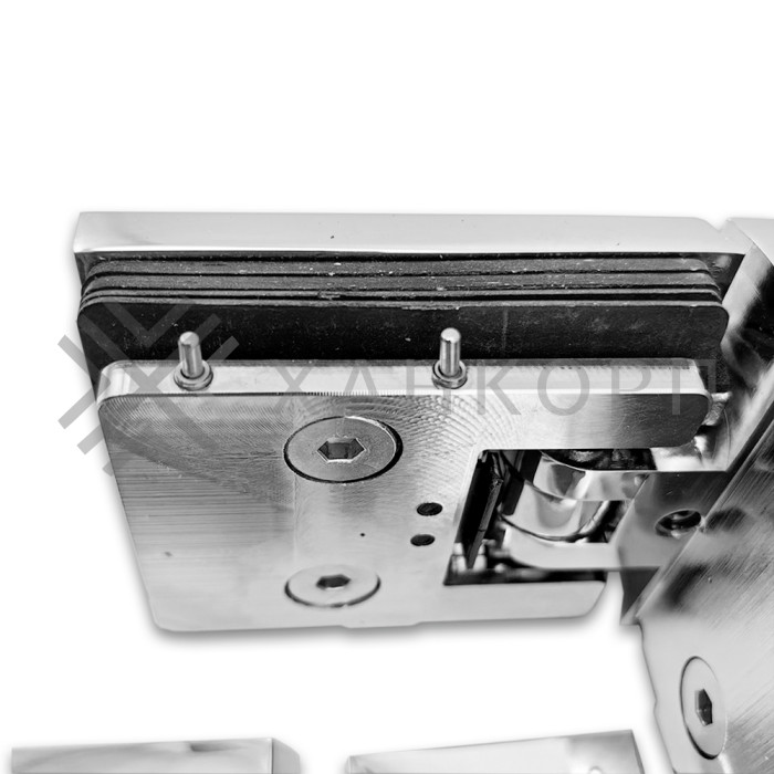 Петля Аврора FDP-184 стекло-стекло 90˚ с крышками, латунь/хром