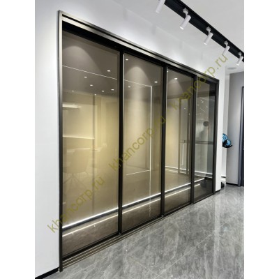 Комплект раздвижной системы DSK-180.6 AL/BL телескоп. на 4 двери (4Т+0) в проем высота 3 м, алюминий/черный