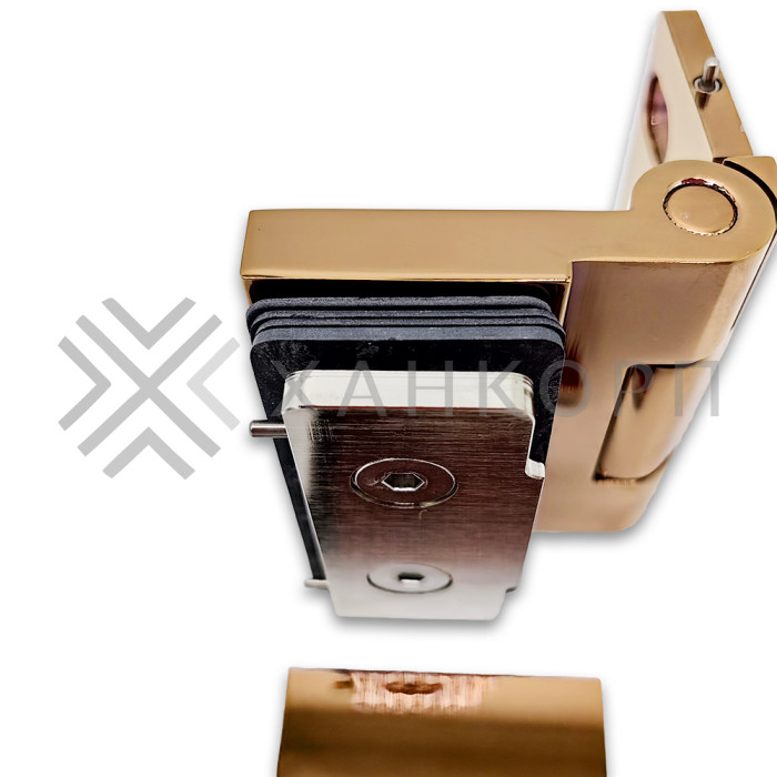 Петля Майя FDP-172 стена-стекло 90˚ открывание внутрь, латунь/розовое золото