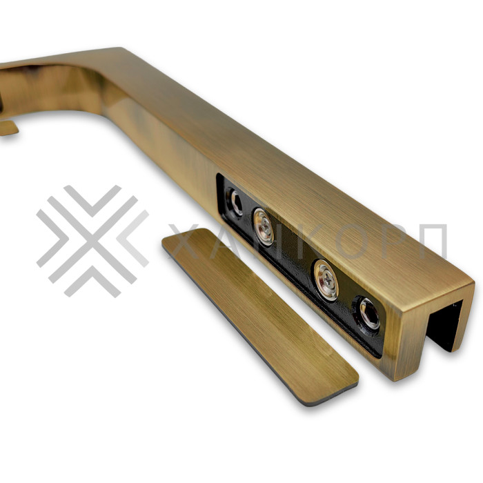 Угловой стабилизатор Диор FDK-4R стена-стекло 90˚ правый, нержавейка/бронза