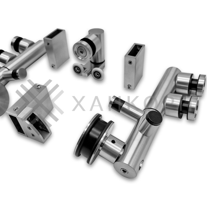 Комплект раздвижной системы КЛИО FDS-102 для поворотной двери, для трубы 30х10, нержавейка/матовый