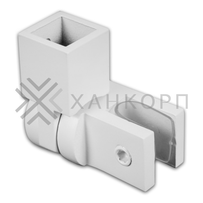 Держатель стекла FDC-52, 15х15 торцевой регулируемый, нержавейка/белый