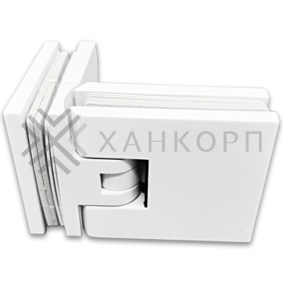 Петля Аврора FDP-184 стекло-стекло 90˚ с крышками, латунь/белый