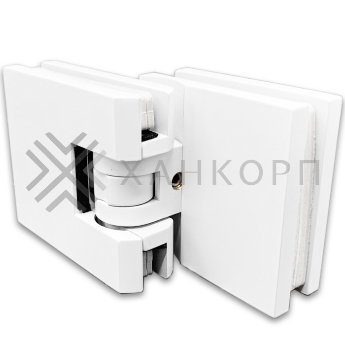 Петля Аврора FDP-184 стекло-стекло 90˚ с крышками, латунь/белый