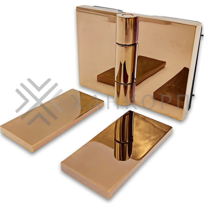 Петля Майя FDP-173 стекло-стекло 135˚-180˚, латунь/розовое золото