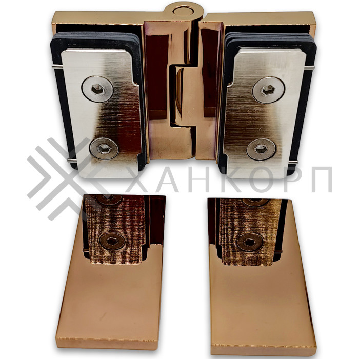 Петля Майя FDP-173 стекло-стекло 135˚-180˚, латунь/розовое золото