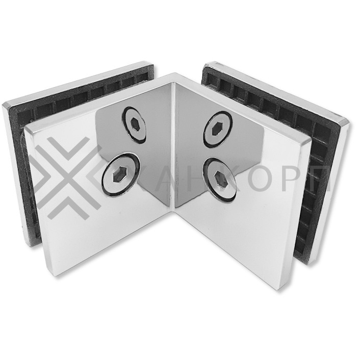 Коннектор Альфа FDK-14 стекло-стекло 90˚ нержавейка/полированный