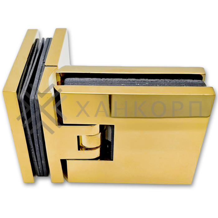 Петля Аврора FDP-184 стекло-стекло 90˚ с крышками, латунь/золото