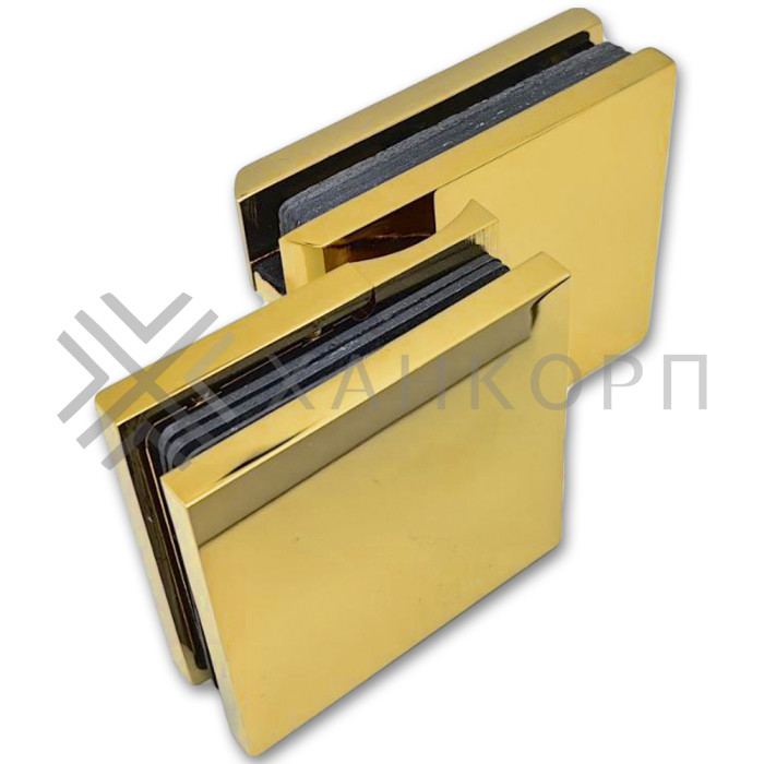 Петля Аврора FDP-184 стекло-стекло 90˚ с крышками, латунь/золото