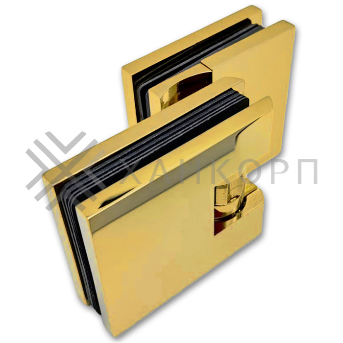 Петля Аврора FDP-184 стекло-стекло 90˚ с крышками, латунь/золото