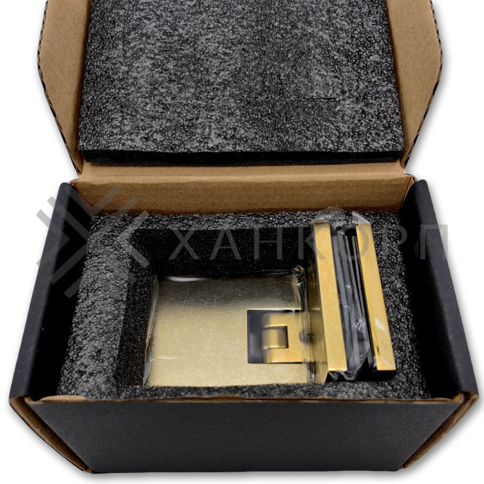 Петля Аврора FDP-184 стекло-стекло 90˚ с крышками, латунь/золото