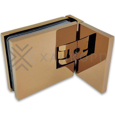 Петля Аврора FDP-180 стена-стекло 90˚ с крышками, латунь/розовое золото