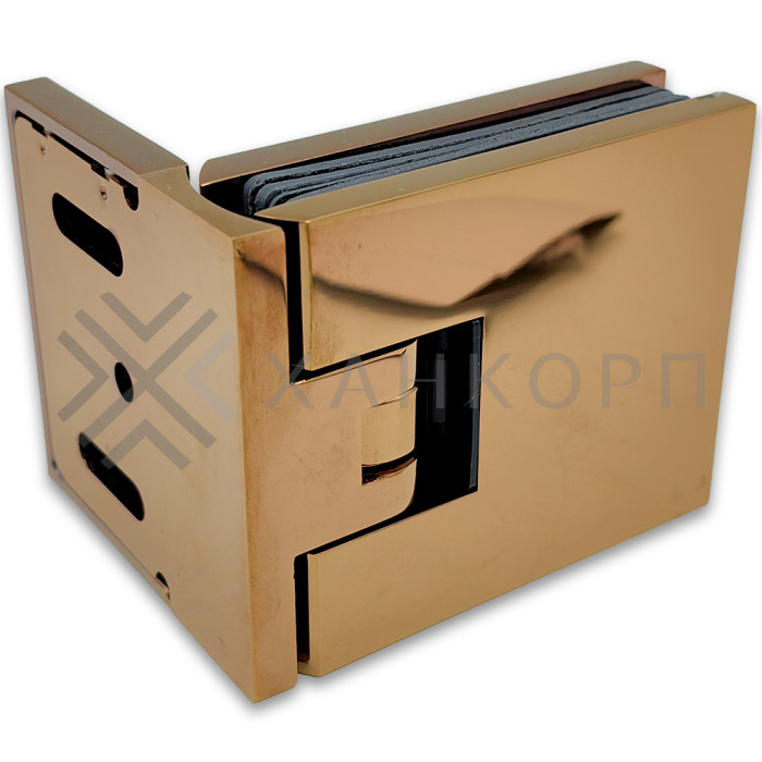 Петля Аврора FDP-180 стена-стекло 90˚ с крышками, латунь/розовое золото