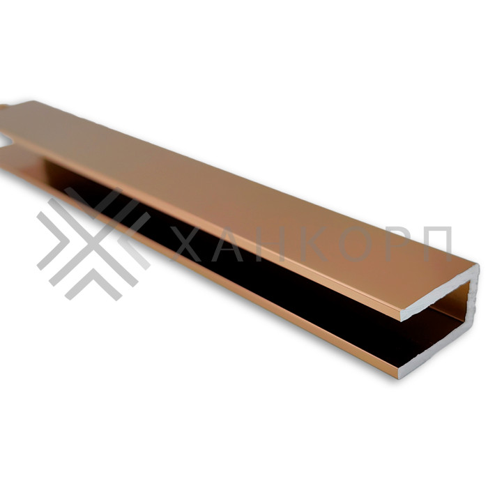 Профиль FDPA-50.3 п-образный 19х13х2 мм под стекло 8 мм, 3 м , алюминий/розовое золото