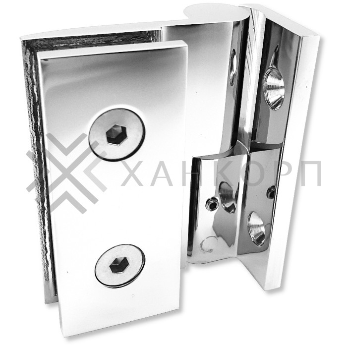 Петля Омега ω FDP-100L стена-стекло 90˚ левая, латунь/хром