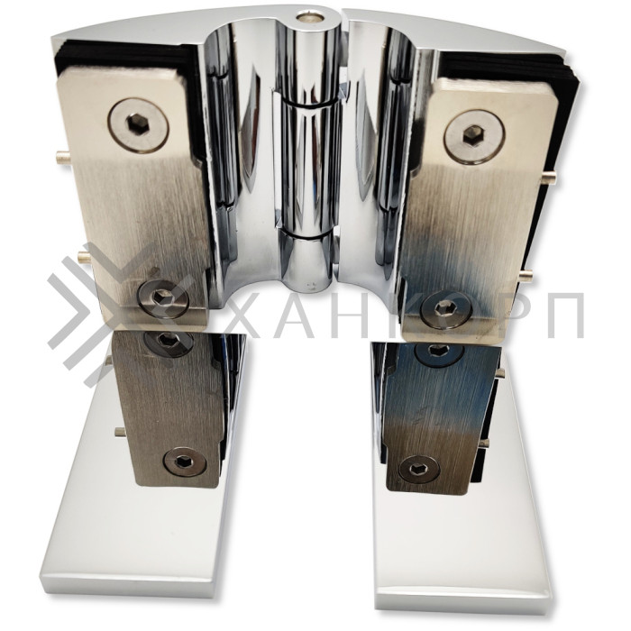 Петля Европа FDP-113 стекло-стекло 180˚, с крышками, латунь/хром