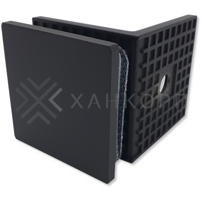 Коннектор Альфа α FDK-13 стена-стекло 90˚ с пластиной, нержавейка/черный