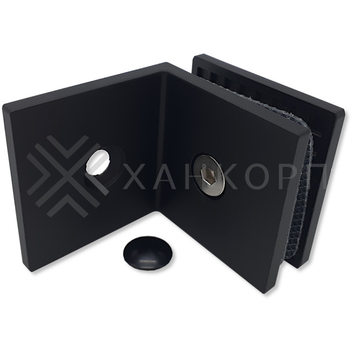 Коннектор Альфа α FDK-13 стена-стекло 90˚ с пластиной, нержавейка/черный