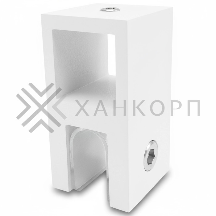 Держатель стекла FDC-58 сквозной 15х15 вертикальный, нержавейка/белый