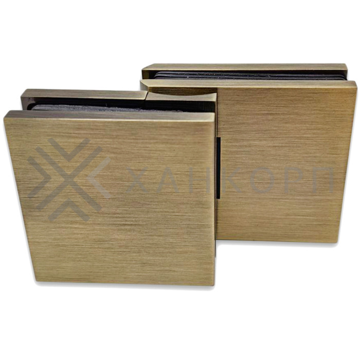 Петля Аврора FDP-184 стекло-стекло 90˚ с крышками, латунь/бронза