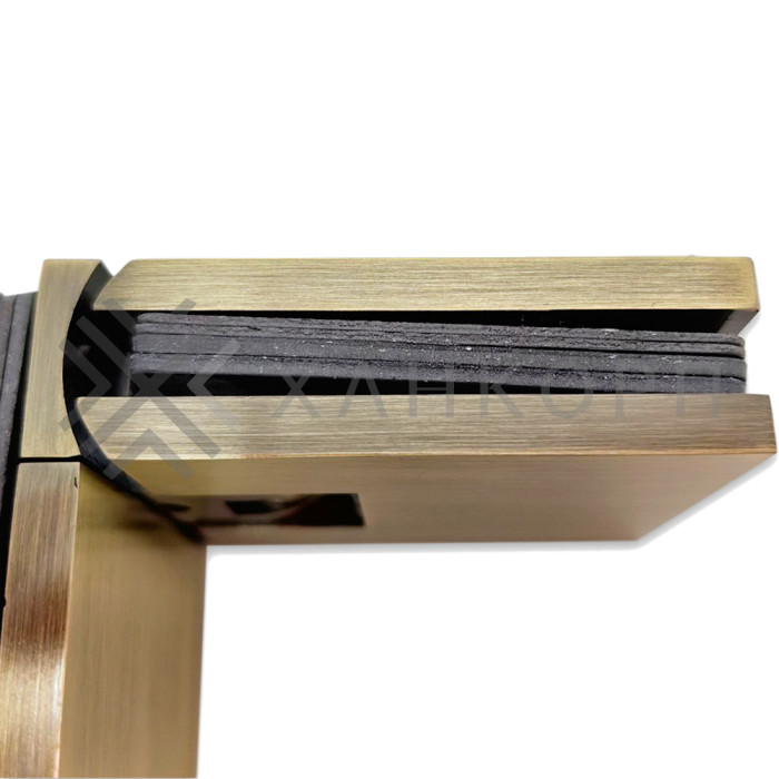 Петля Аврора FDP-184 стекло-стекло 90˚ с крышками, латунь/бронза