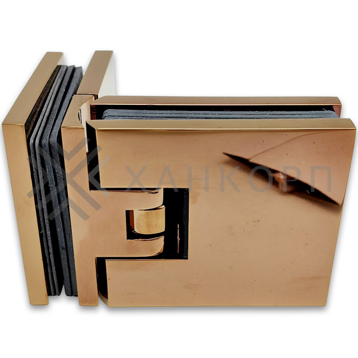 Петля Аврора FDP-184 стекло-стекло 90˚ с крышками, латунь/розовое золото