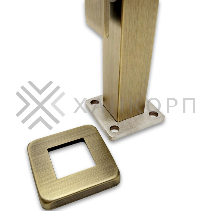 Стойка FOS-07 для стекла напольная 78х400 мм со сверлением, нержавейка/бронза