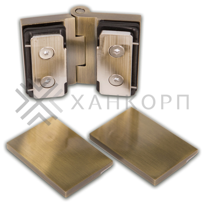 Петля Майя FDP-171 стекло-стекло 180˚, латунь/бронза