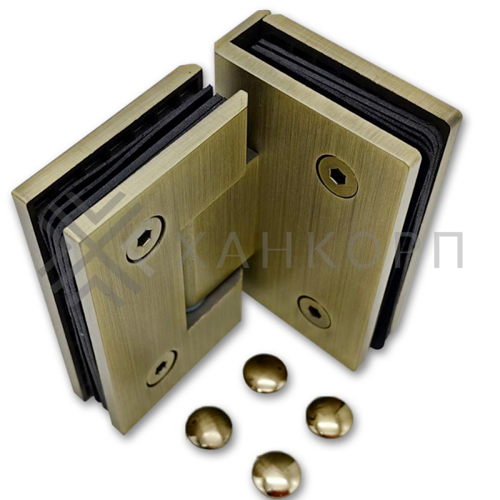 Петля Альфа α FDP-13 стекло-стекло 90˚ нержавейка/бронза