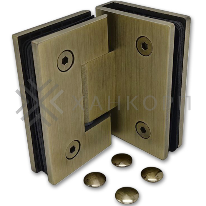 Петля Альфа α FDP-13 стекло-стекло 90˚ нержавейка/бронза