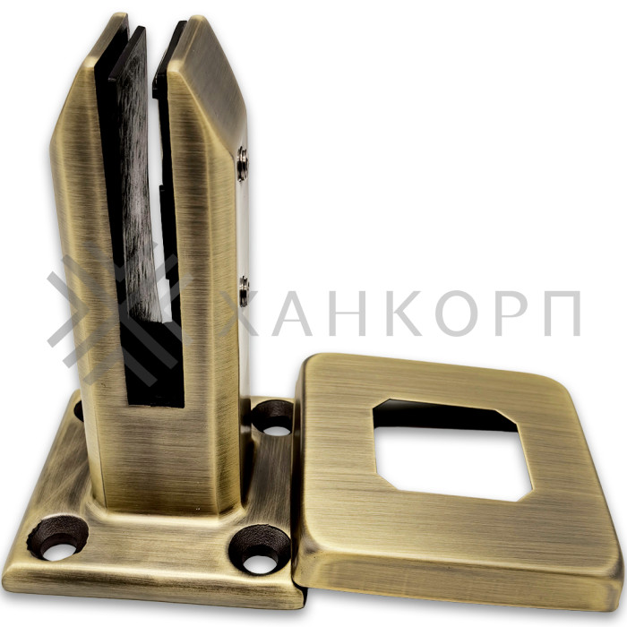 Стойка FOS-02 для стекла напольная 95х160 мм без сверления, нержавейка/бронза