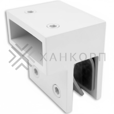 Держатель стекла FDC-33 торцевой 30х10 горизонтальный, нержавейка/белый